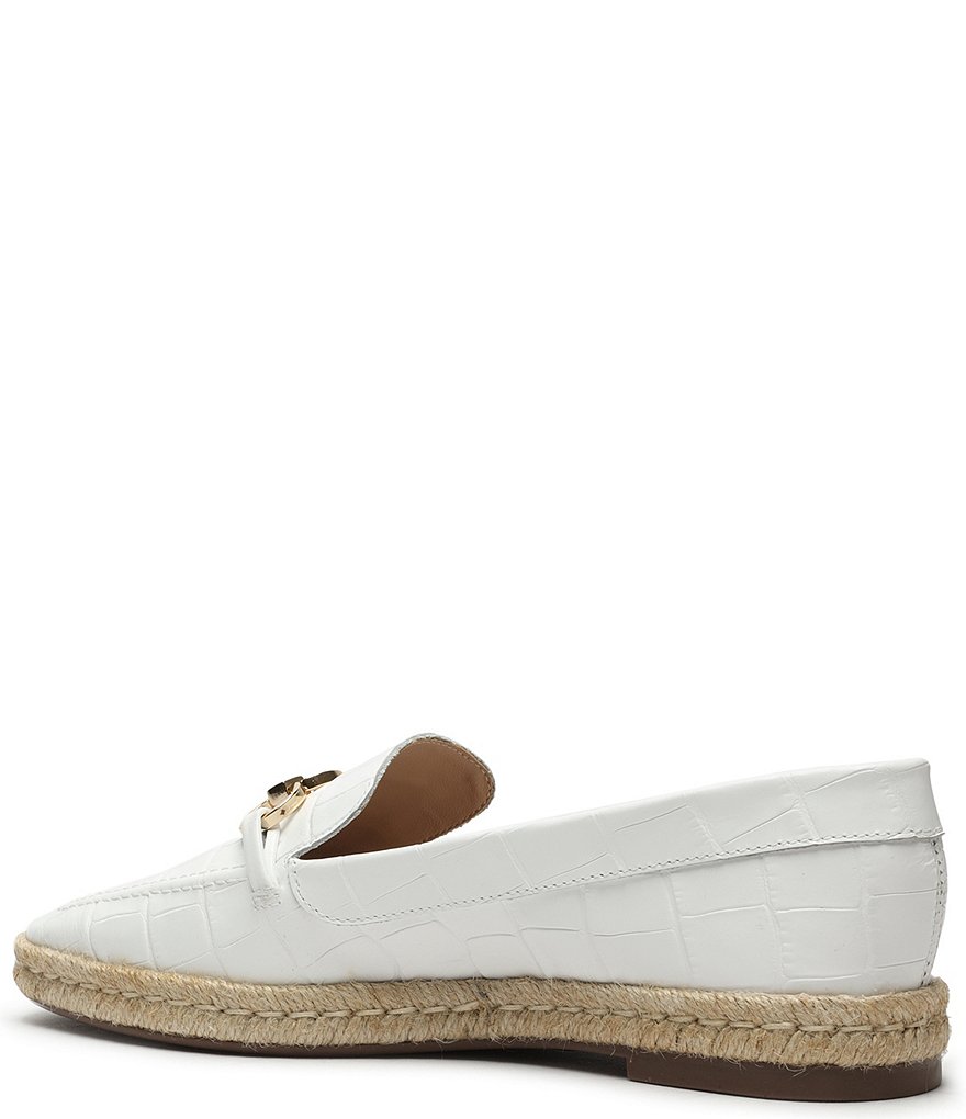 Schutz Patty Croco Embossed Leather Chain Detail Espadrille Loafers