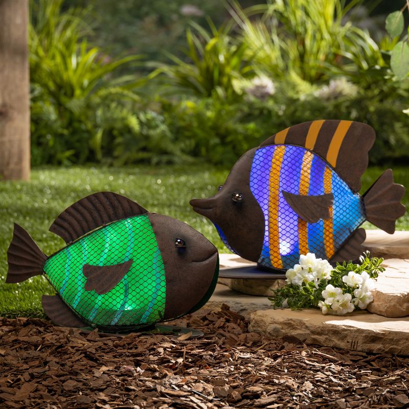 Garden Meadow 11" Solar Lighted Garden Meadow Mesh Fish