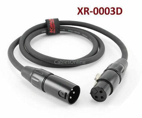 3ft Kirlin XLR Male to Female 20AWG Microphone Audio Extension Cable, XR-0003D