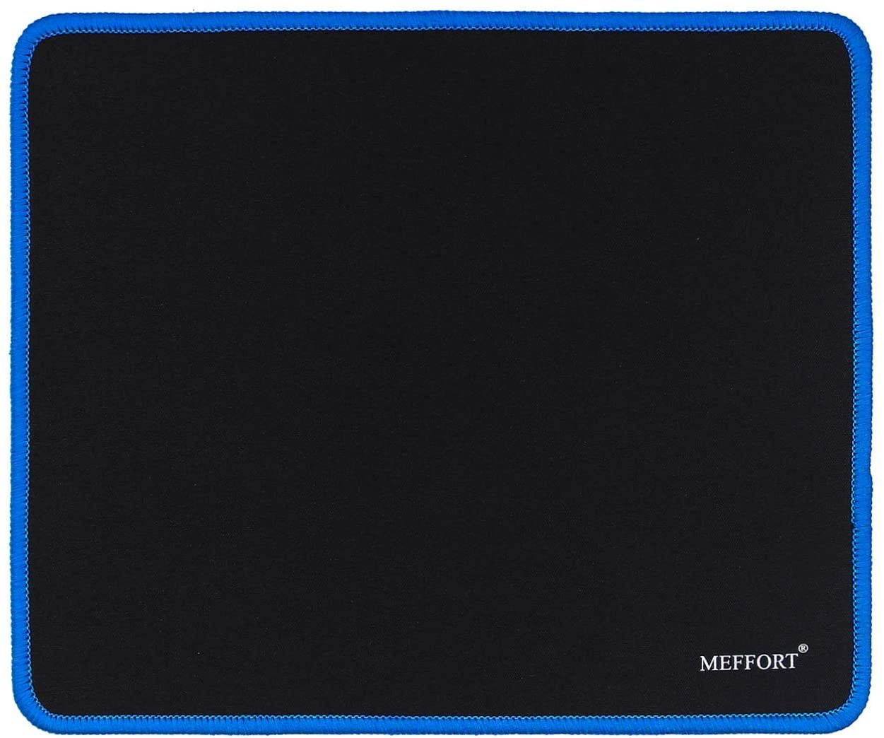 Meffort Inc Precise Gaming Mouse Pad Non-Slip Rubber Pads Stitched Edges Mousepad 9.5 x 7.9 inches - Black with Blue Edges