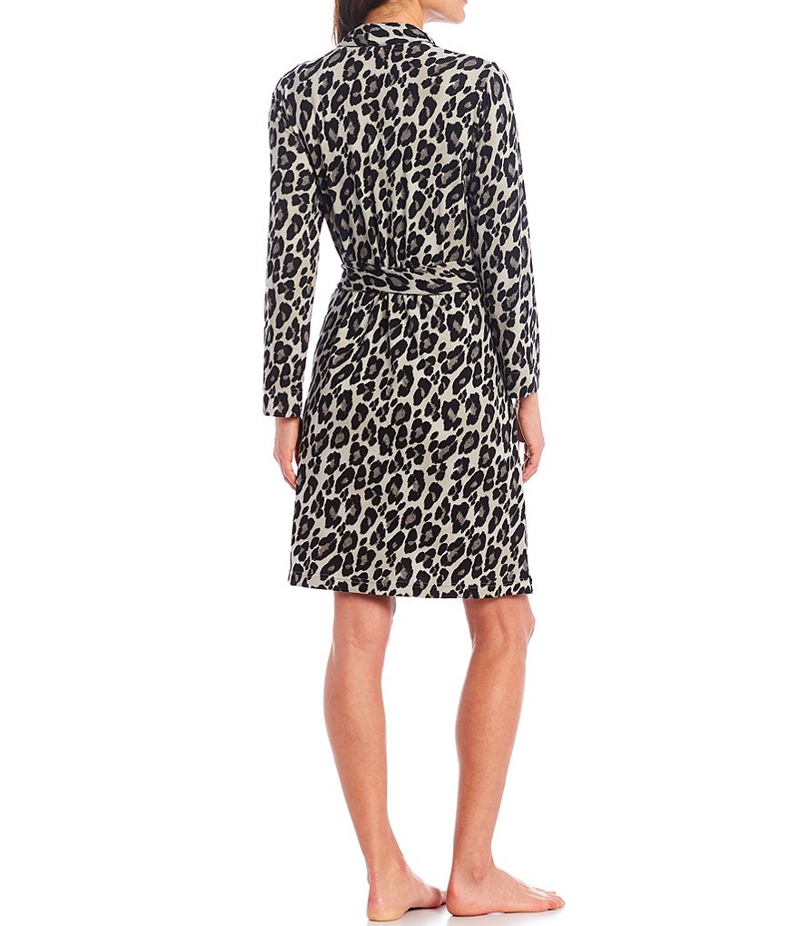 N by Natori Ombre Leopard Print Sweater Knit Robe