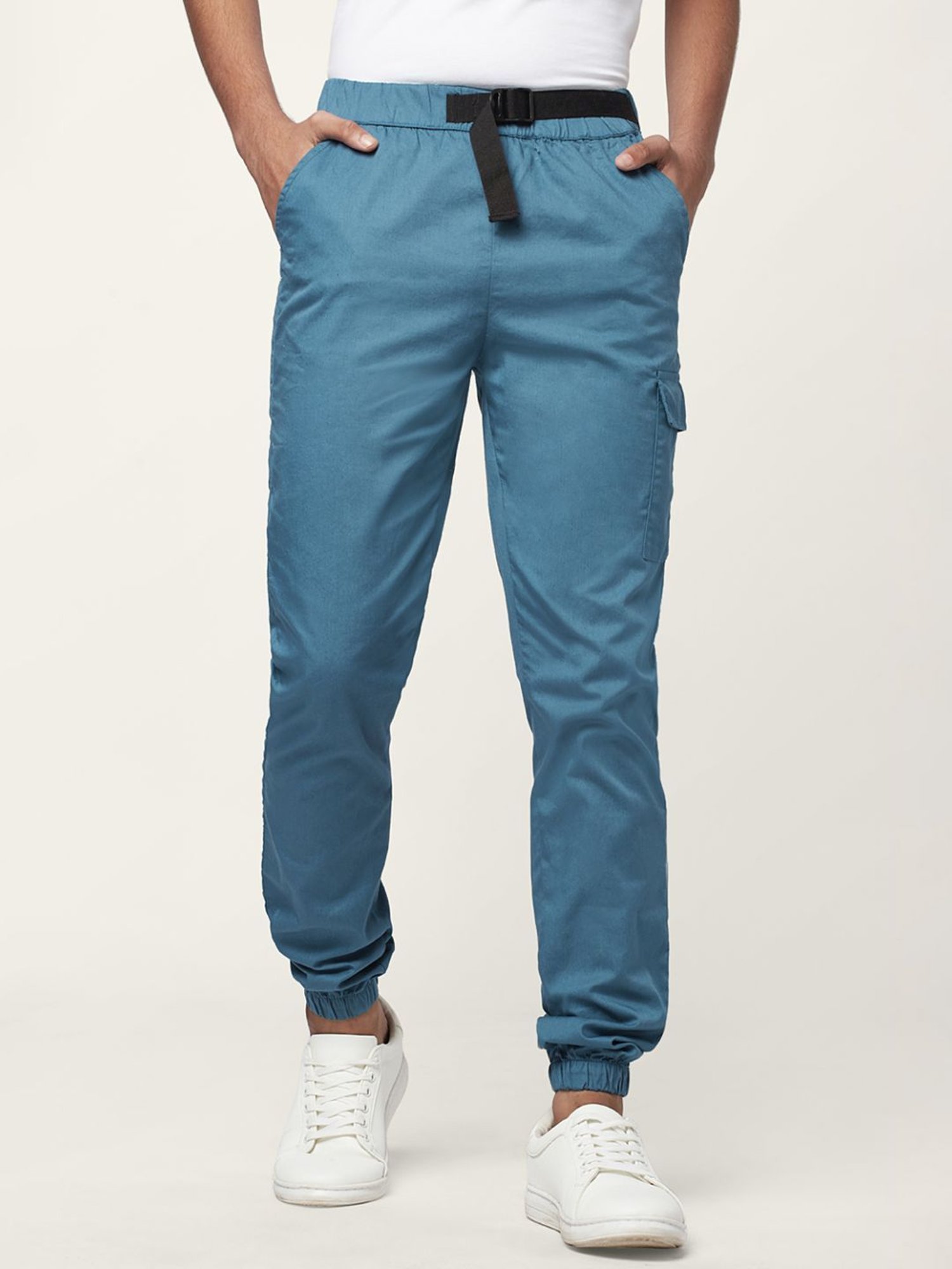 Coolsters by Pantaloons Kids Teal Blue Cotton Regular Fit Joggers