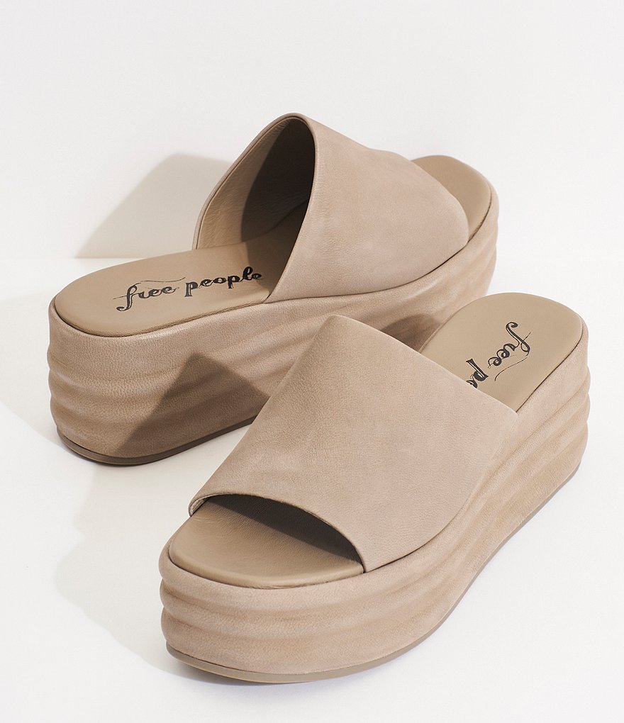 Free People Harbor Leather Flatform Slide Sandals