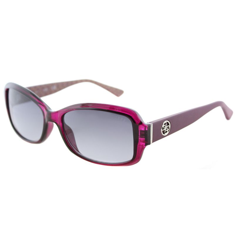 Guess GU 7410 69B Womens Oval Sunglasses Shiny Bordeaux 55mm