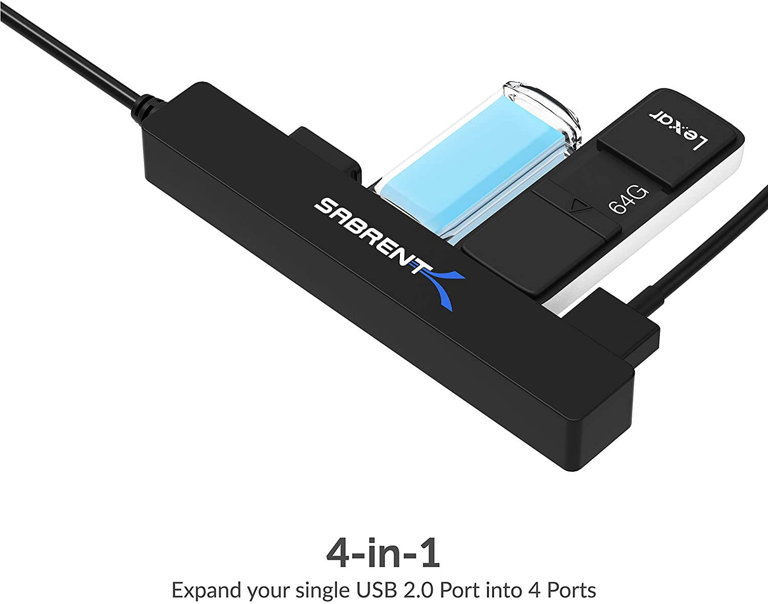 Sabrent 4 Port Portable USB 2.0 Hub (9.5? cable) (HB-MCRM)