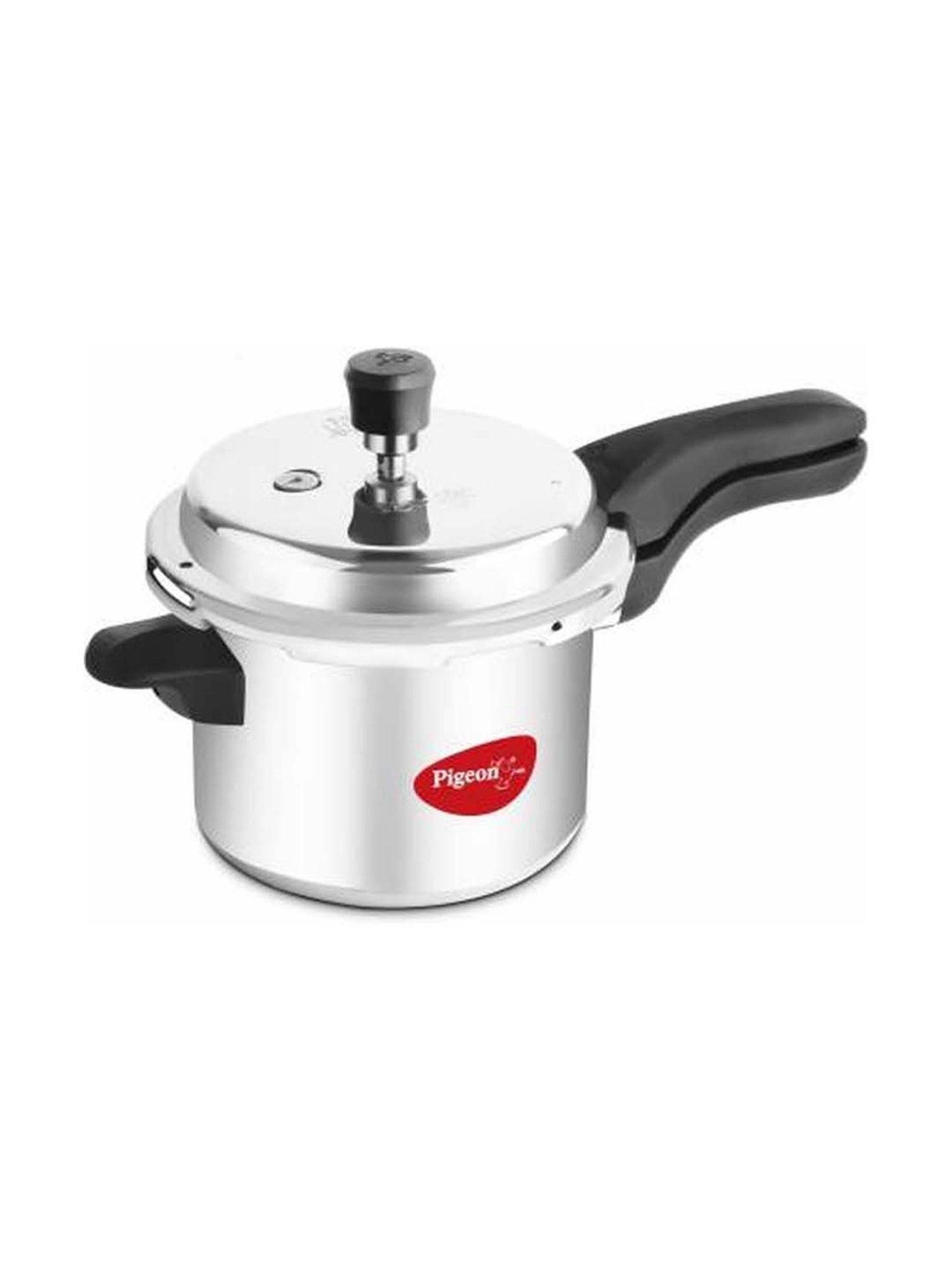Pigeon Silver & Black Aluminium Induction Friendly Pressure Cooker (5 L) - Set of 1