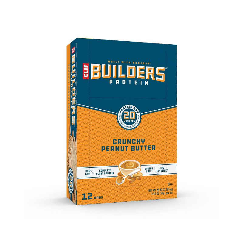 CLIF Builders Protein Bars - Crunchy Peanut Butter - 20g Protein - 12ct