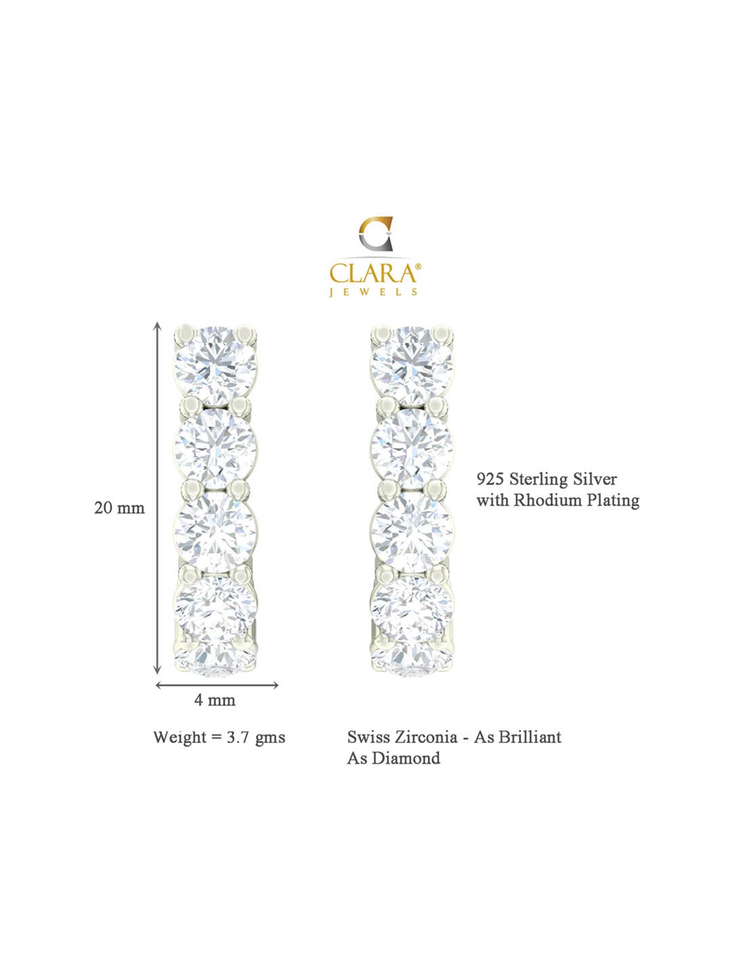 Clara 92.5 Sterling Silver Remy Earrings for Women