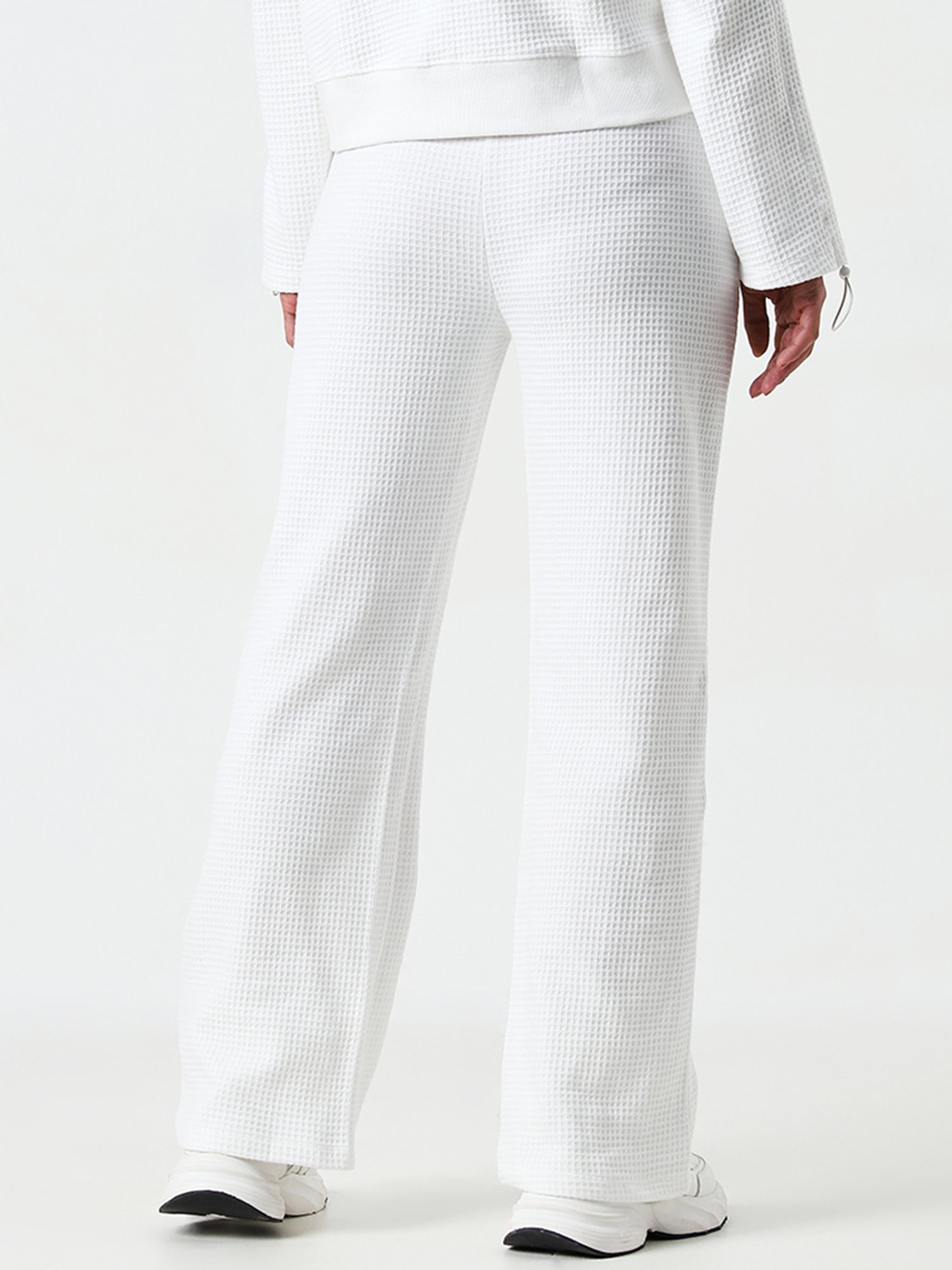 Studiofit by Westside White Waffle Texture High-Rise Cotton Track Pants