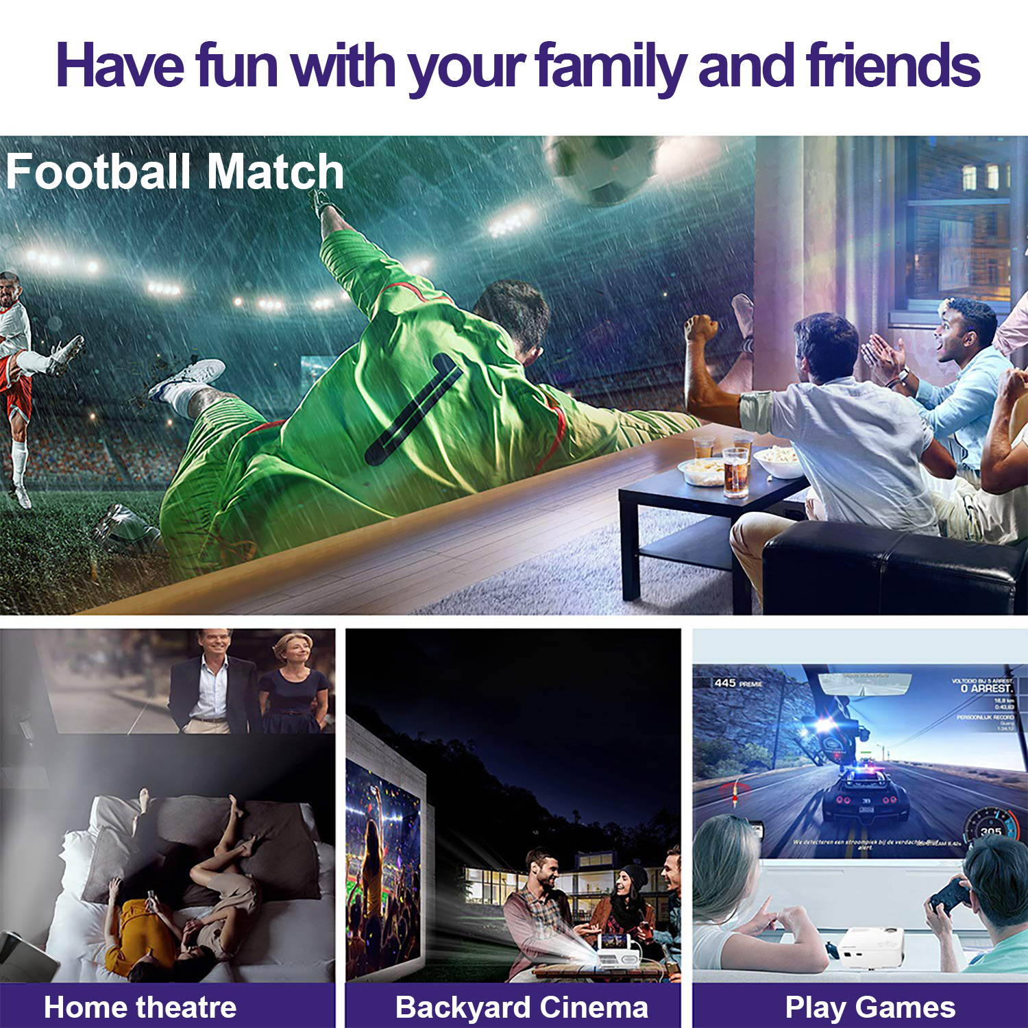 1080P Video Projector HDMI 4500 Lumen LED Home Projector FULL HD Home Theater Cinema Multimedia Movie Projector 1080P HDMI USB VGA LED Projector for PC Computer Laptop Xbox PS4 Video Games