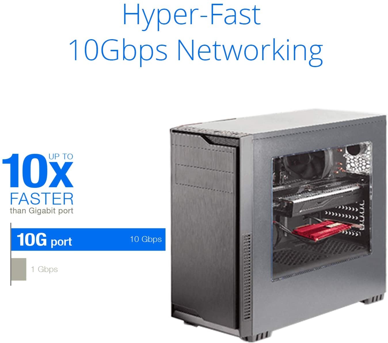 Asus 10Gbps Gigabit Ethernet PCI Express, Network Adapter PCIe 2.0/3.0 X4 SFP+ Network Card/Ethernet Card Support Fiber Optic (XG-C100F)