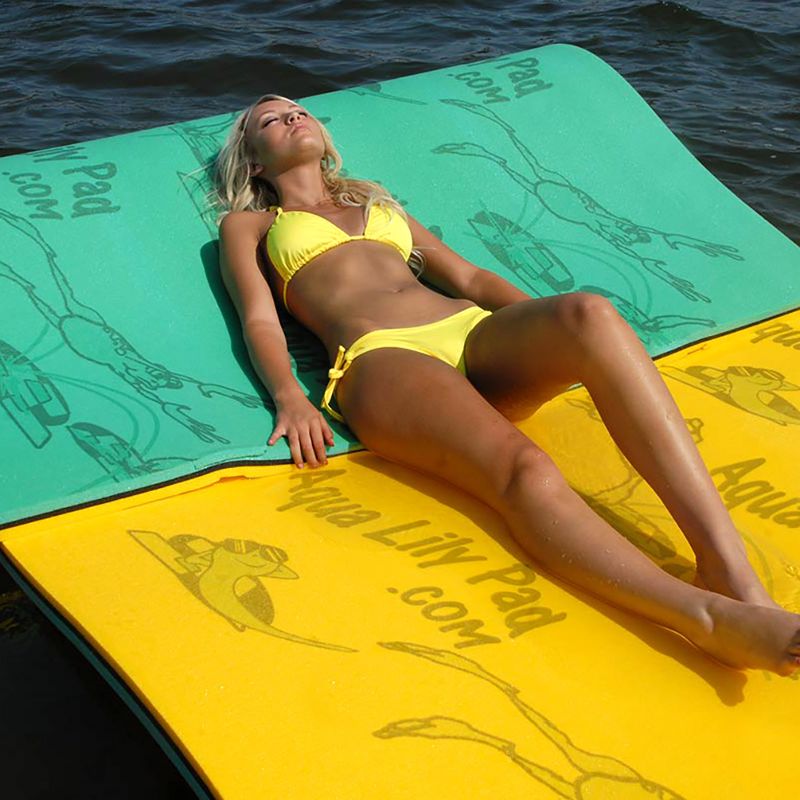 Aqua Lily Pad 15 Foot Bullfrog Water Playground Floating Foam Island and Floating Waterproof Compact Bluetooth Speaker with Subwoofer, Teal