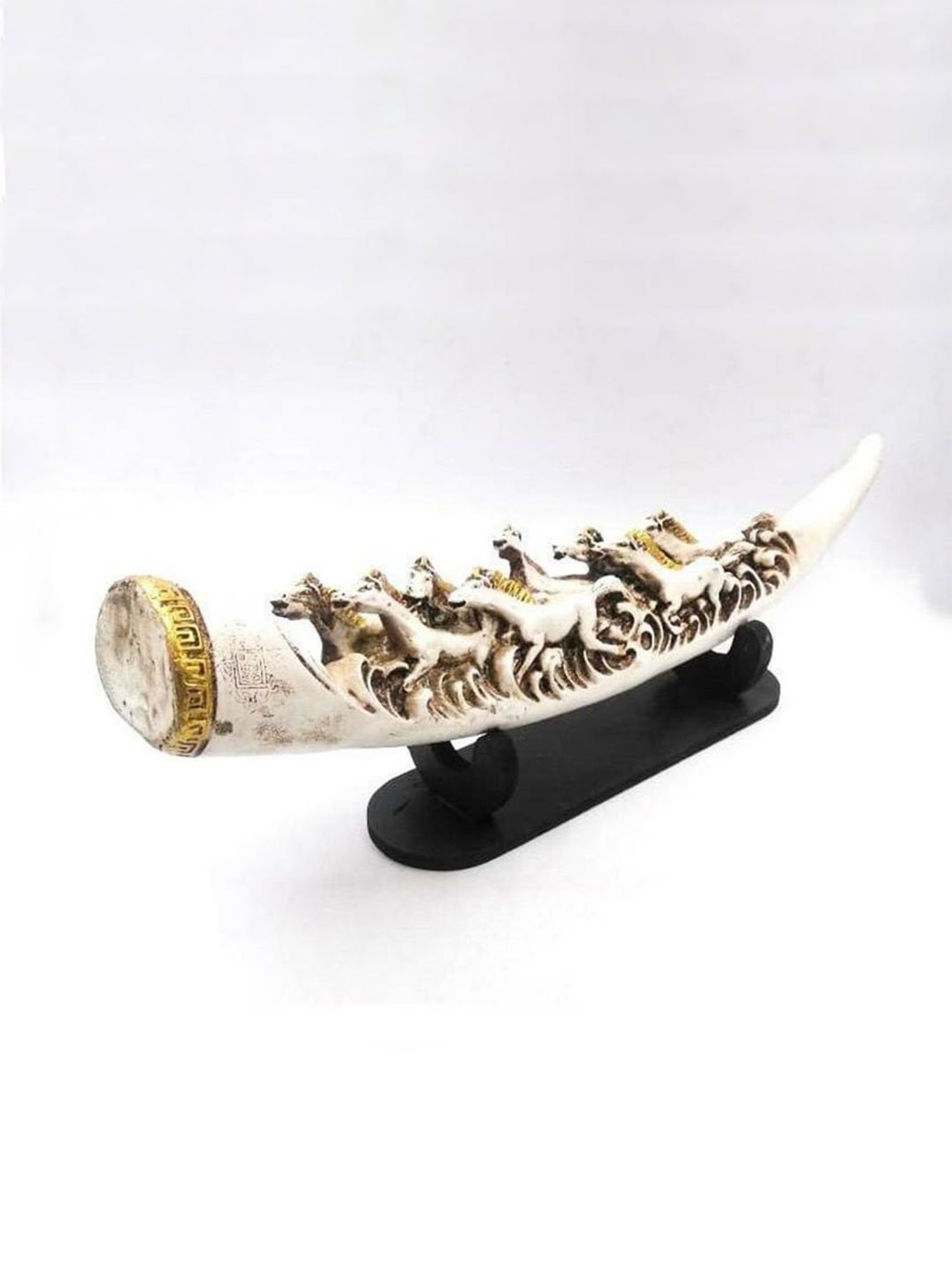 The Artment White Polyresin Eight Running Horses Carved In Tusk