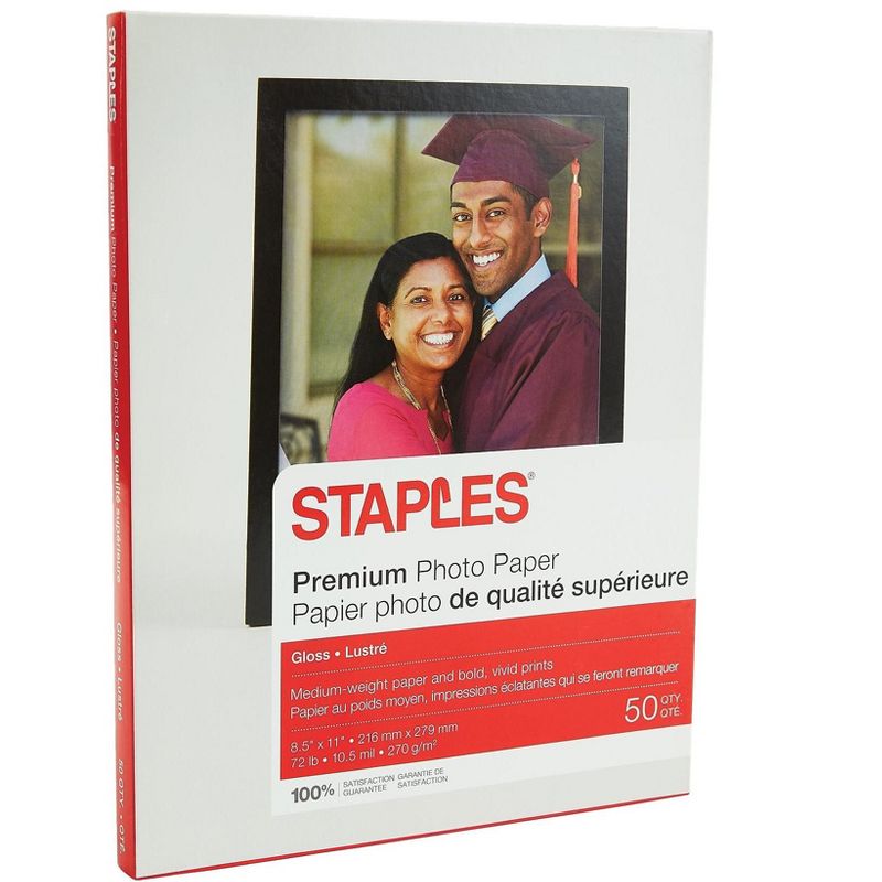 Staples Premium Glossy Photo Paper 8.5" x 11" 50/Pack (19899-CC) 