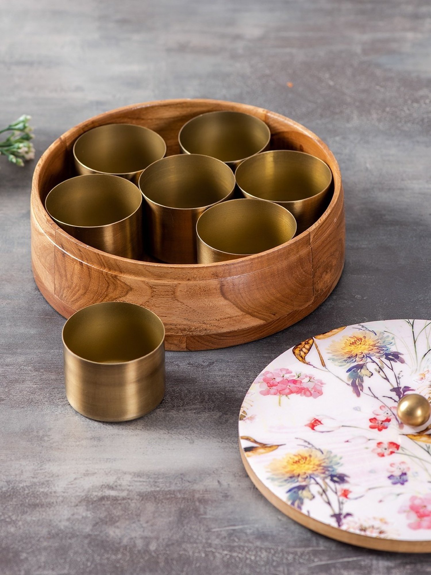 Nestroots Printed Pink Wood Serving Set of 2