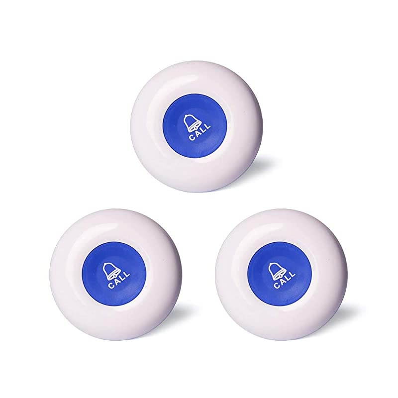 Call Buttons for Caregiver Pager and Restaurant Pager Extra Transmitter Button 3 PCS WaterproofNeed to Be Paired with Receiver to Work