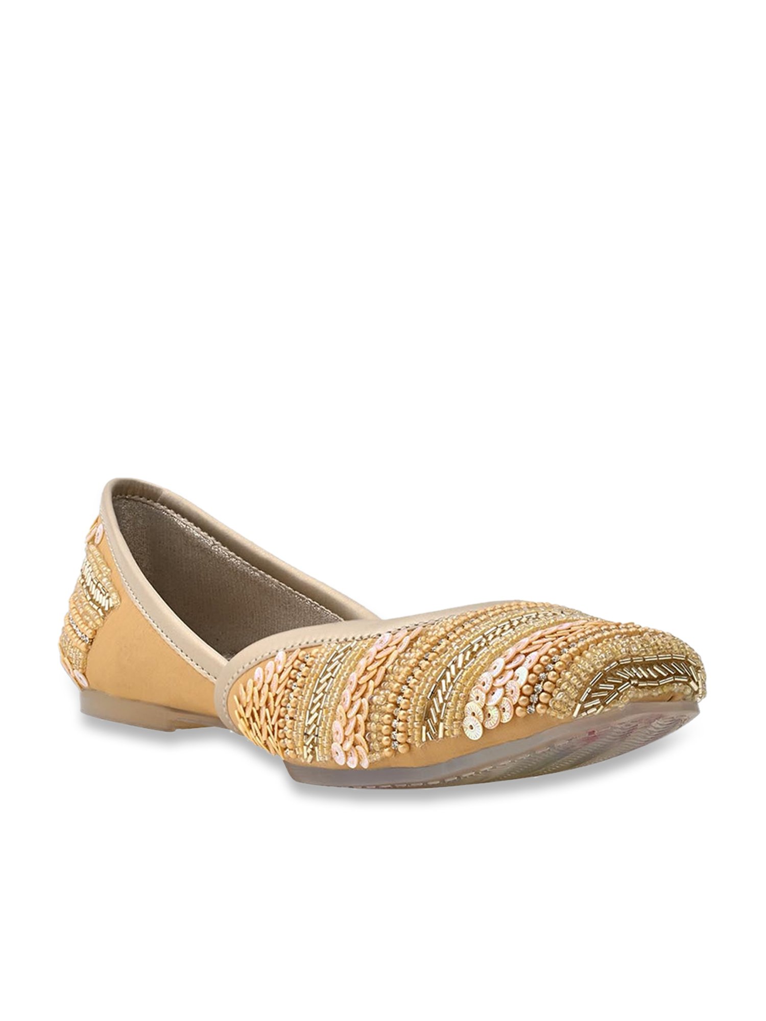 Jove Women's Golden Ethnic Juttis