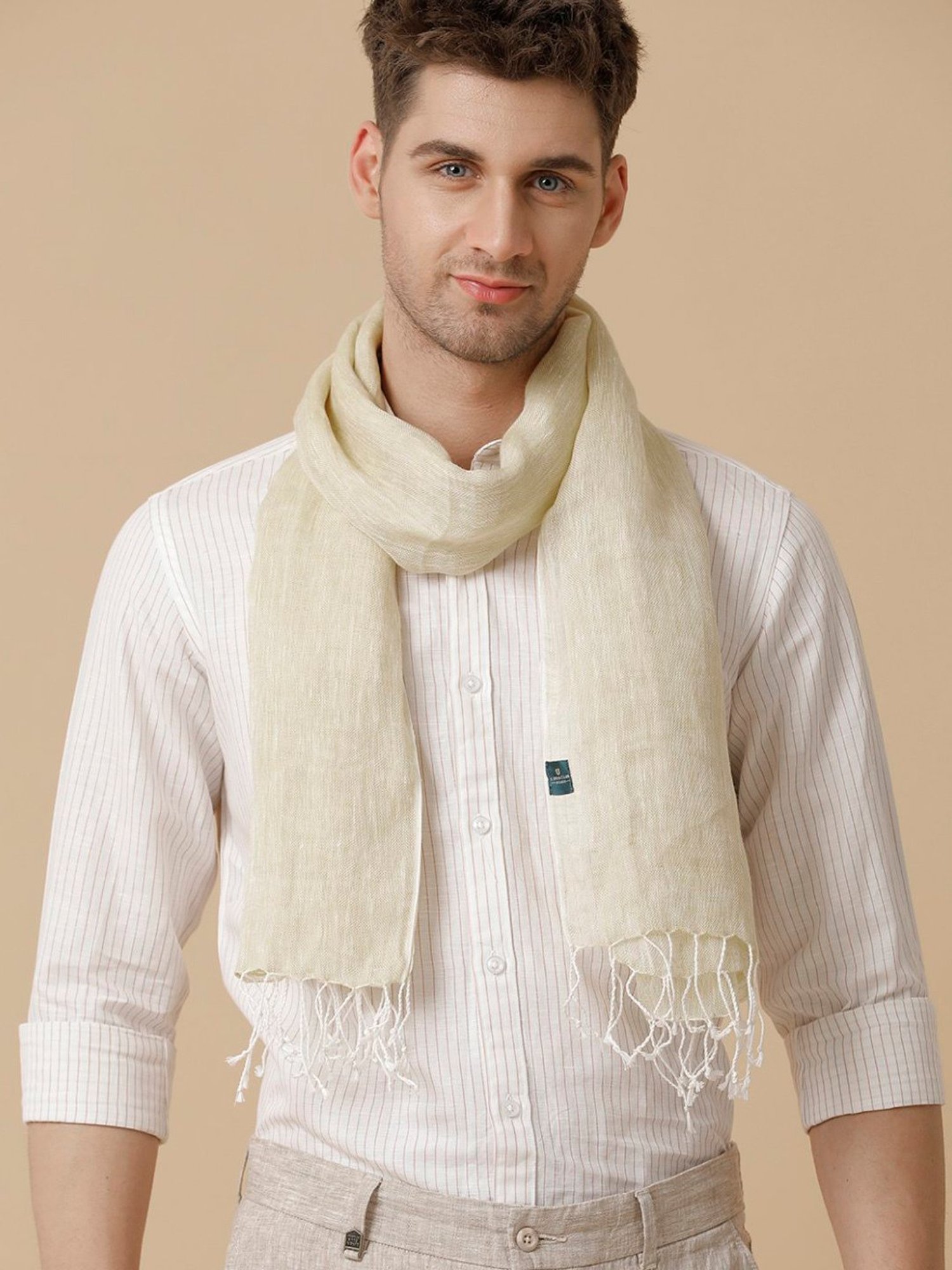 Linen Club Yellow Solid Stole