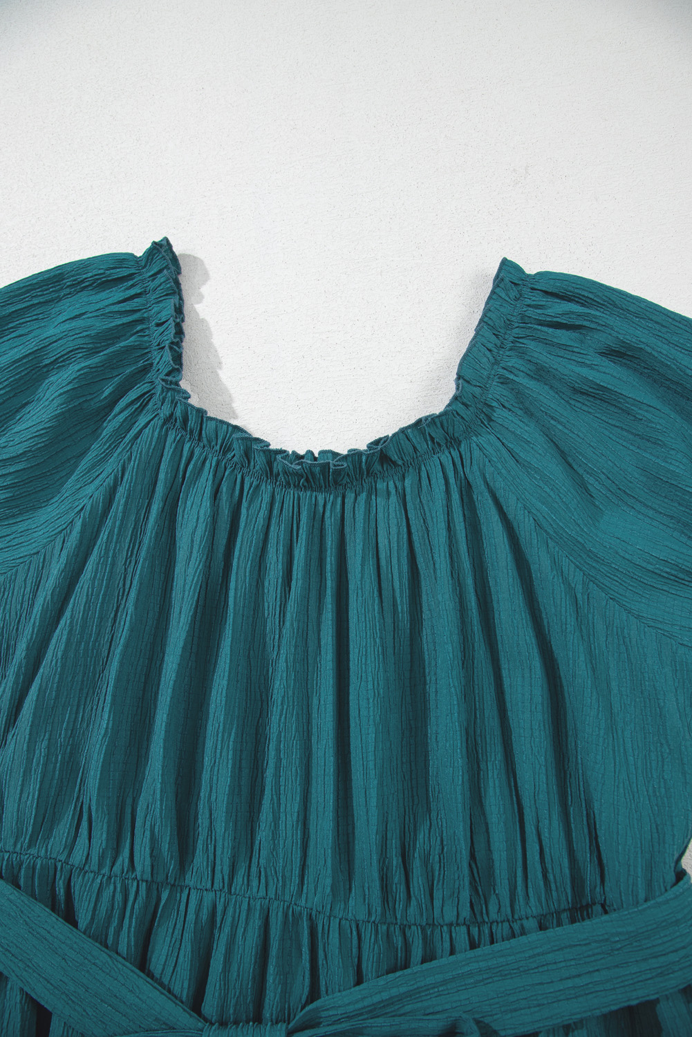 Black Leopard Patchwork Split Neck Ruffle Plus Size Dress