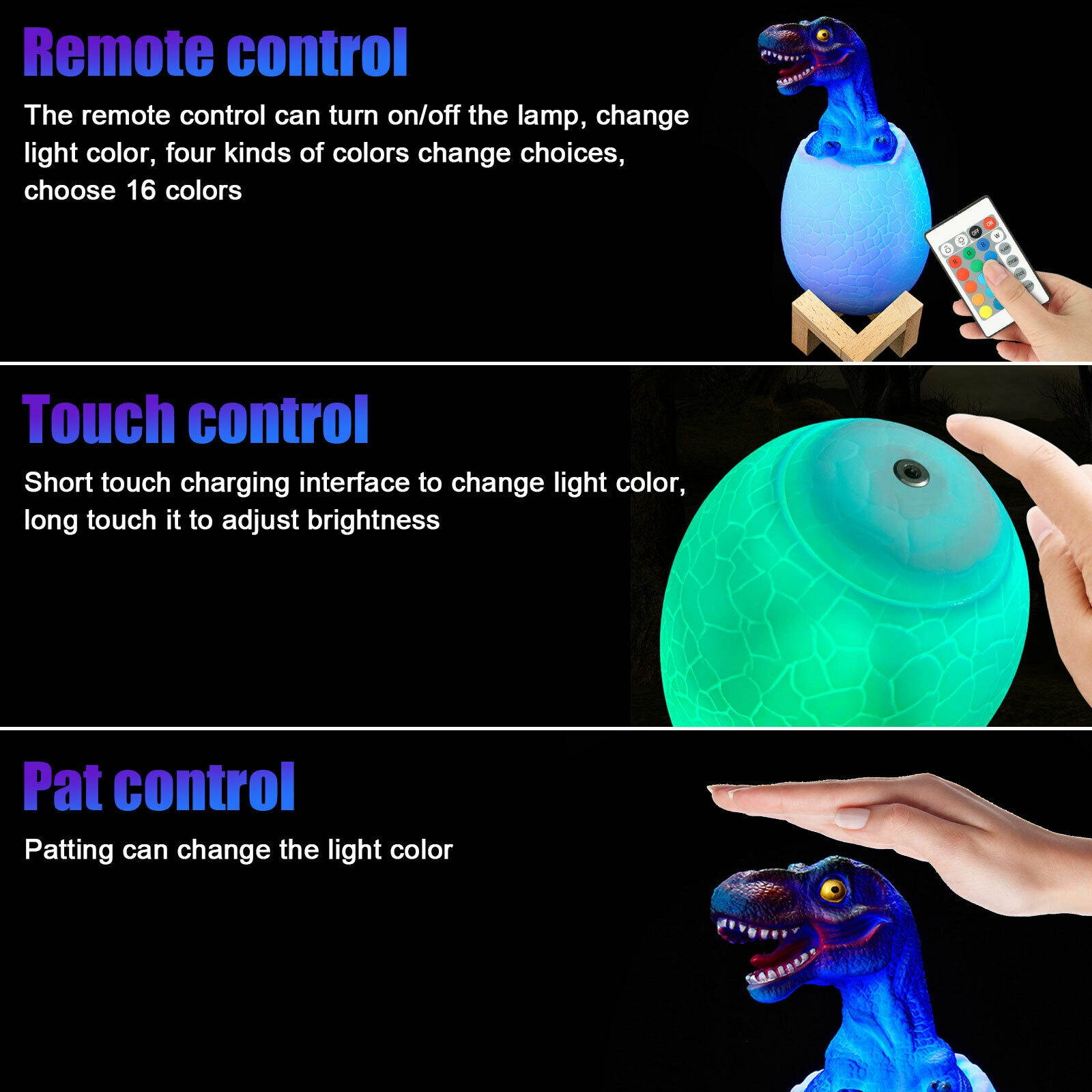 3D LED USB Beside Table Night Light Lamp Remote Touch Control Bedroom Child Gift