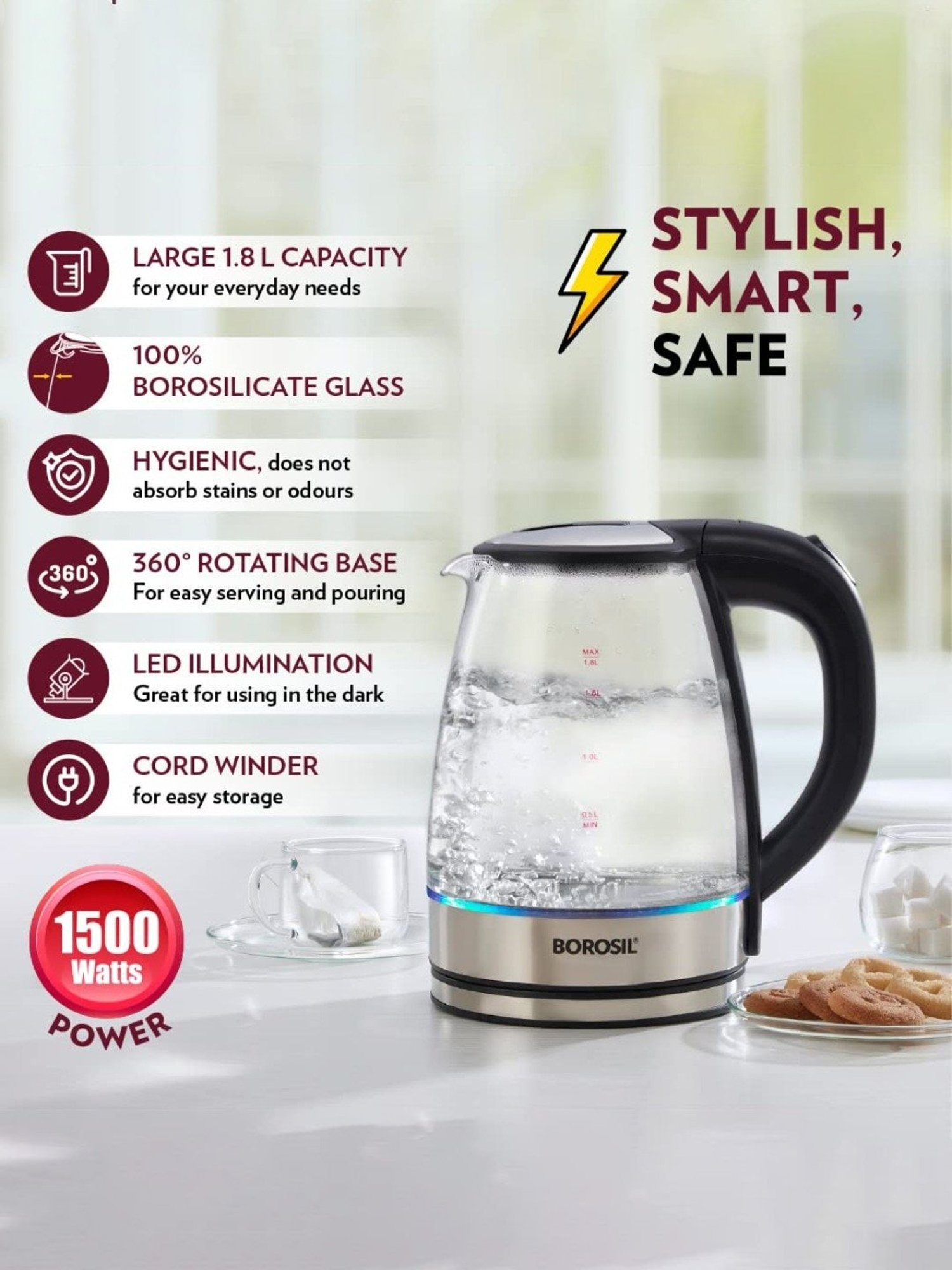 Pigeon by Stovekraft Swift Multi Cook Kettle 1.5L (Blue)