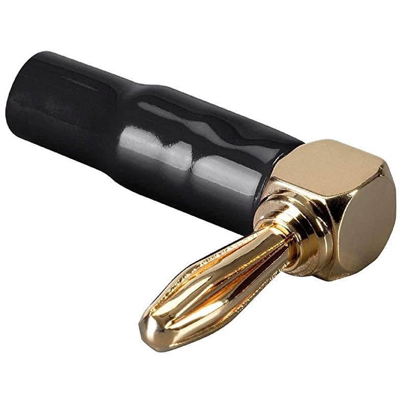 2 Pair Right Angle 24k Gold Plated Banana Speaker Wire Cable Screw Plug Connectors