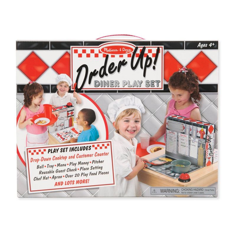 Melissa & Doug Order Up! Diner Play Set with Play Food (53pc) - Be Cook, Server, or Customer