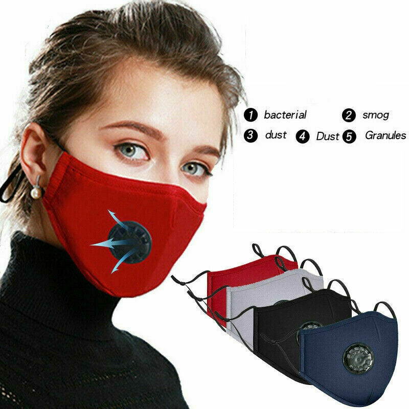 Face Mask With Pocket For Filter Exhalon Valve Reusable Mouth Cover Black
