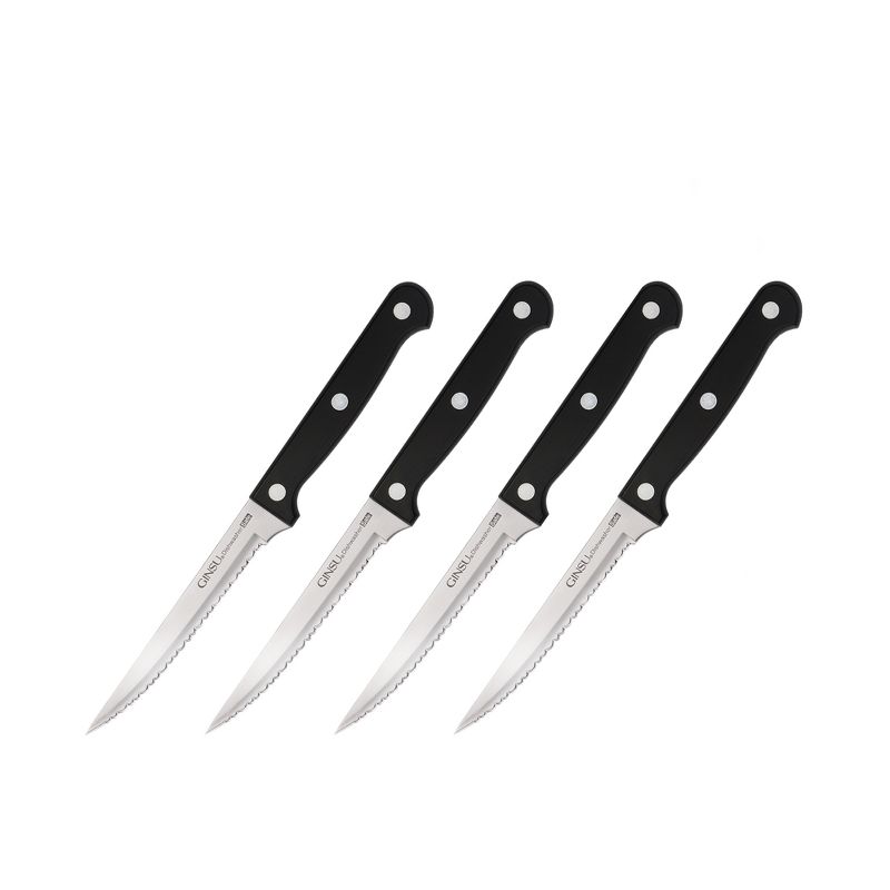 Ginsu Stainless Steel Black Serrated Steak Knives Set 4pc