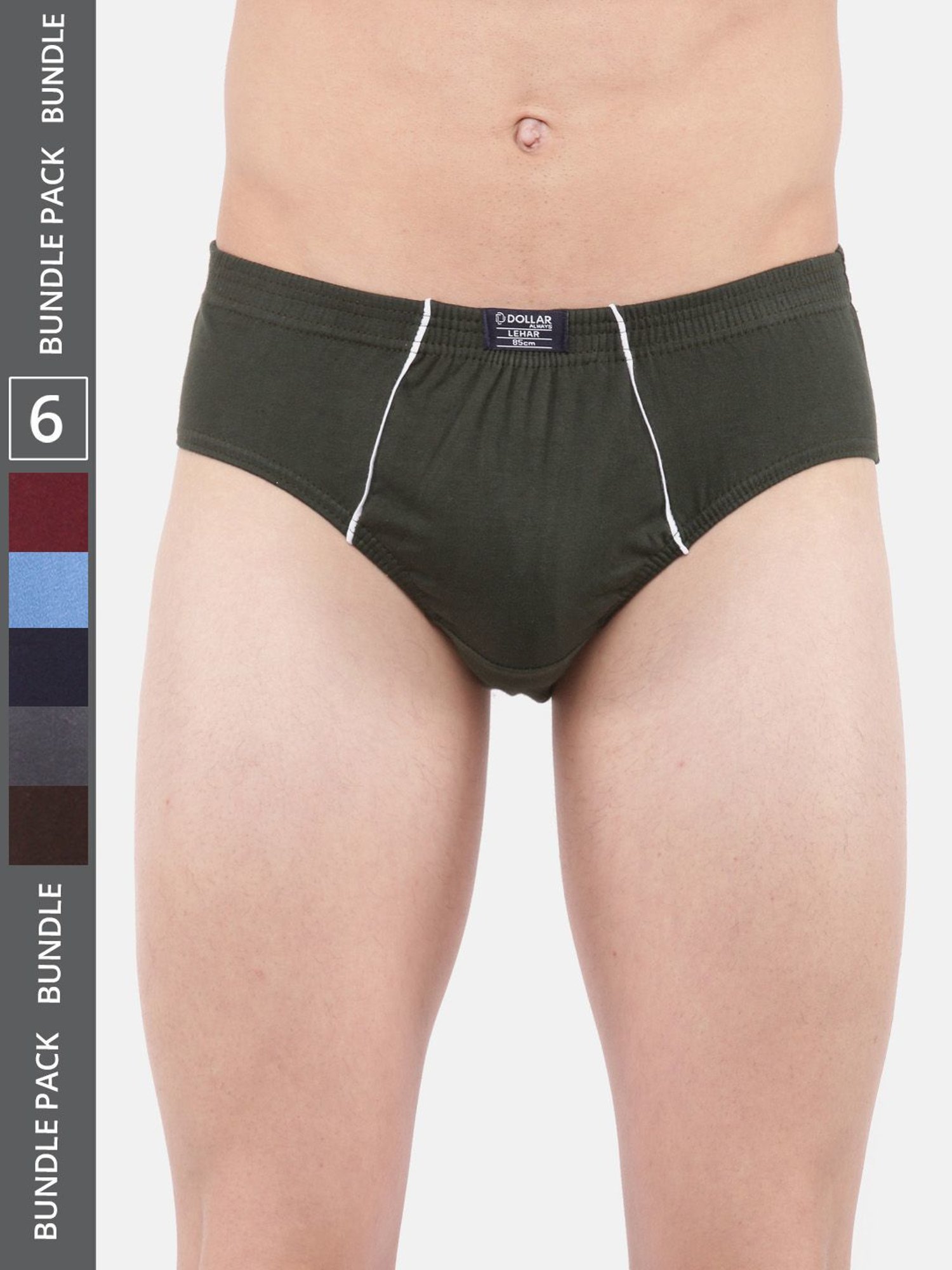 Dollar Lehar Assorted Cotton Regular Fit Briefs - Pack Of 6