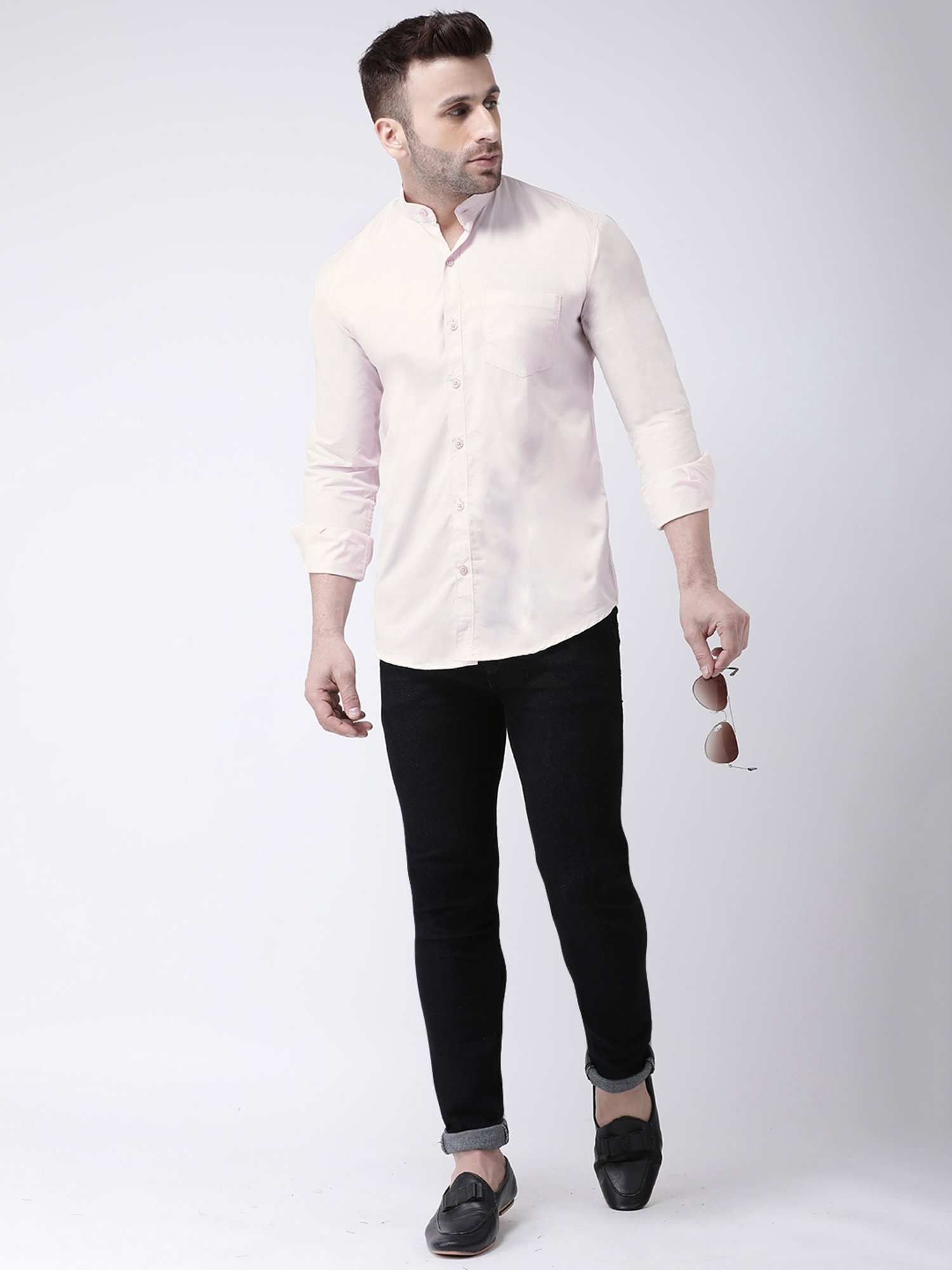 Hangup Plus Light Pink Slim Fit Pure Cotton Shirt