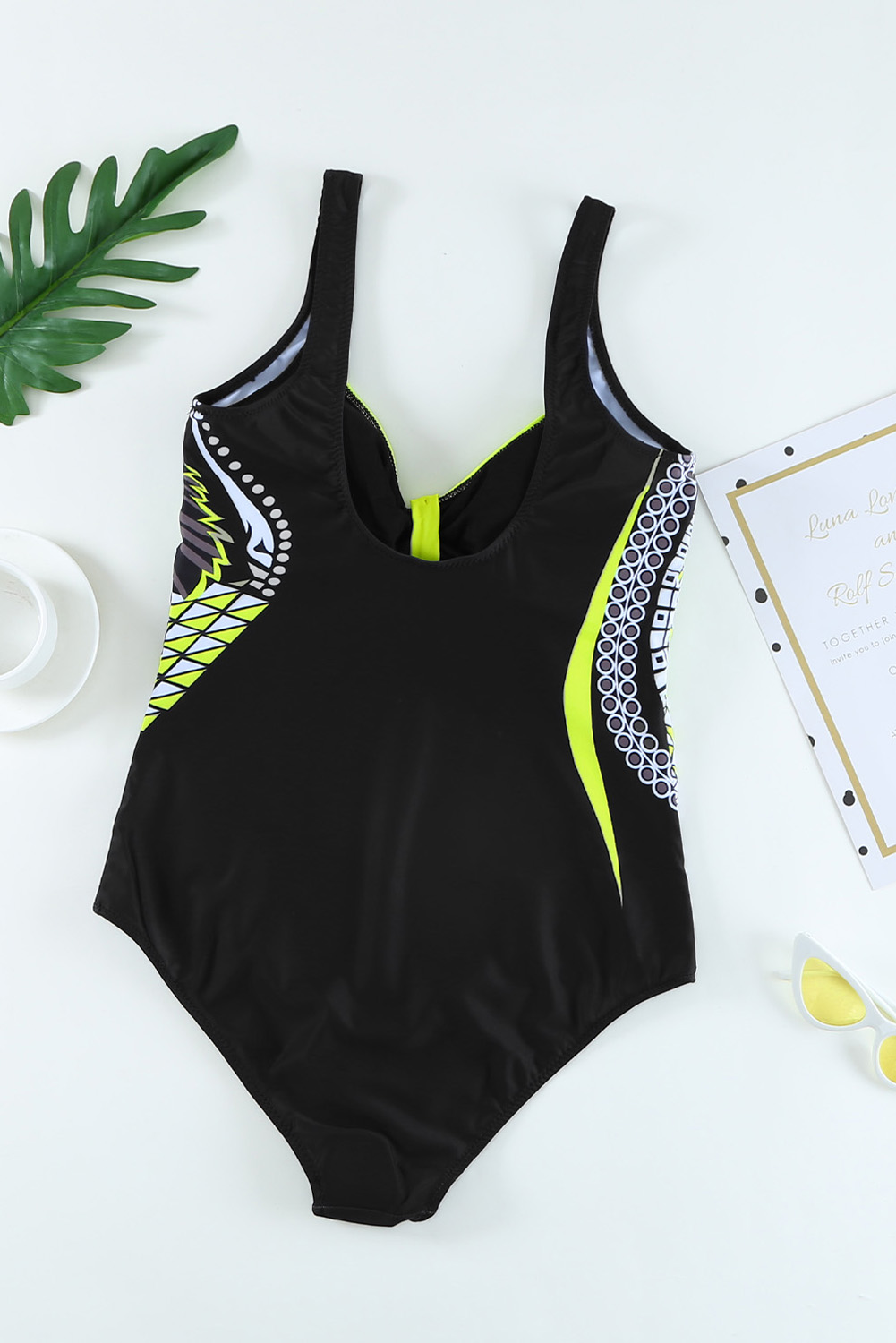 Yellow Tribal Print One Piece Swimsuit