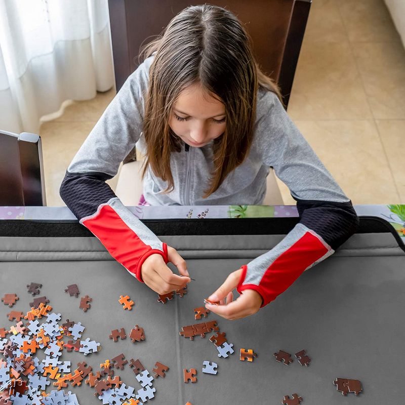 Jumbl 1500-Piece Puzzle Caddy | Portable Jigsaw Puzzle Mat, Organizer, Storage & Travel Case with Non-Slip Felt Surface, [2] Removable Panels for Sorting, Easy Velcro, Folding Design & Carry Handle