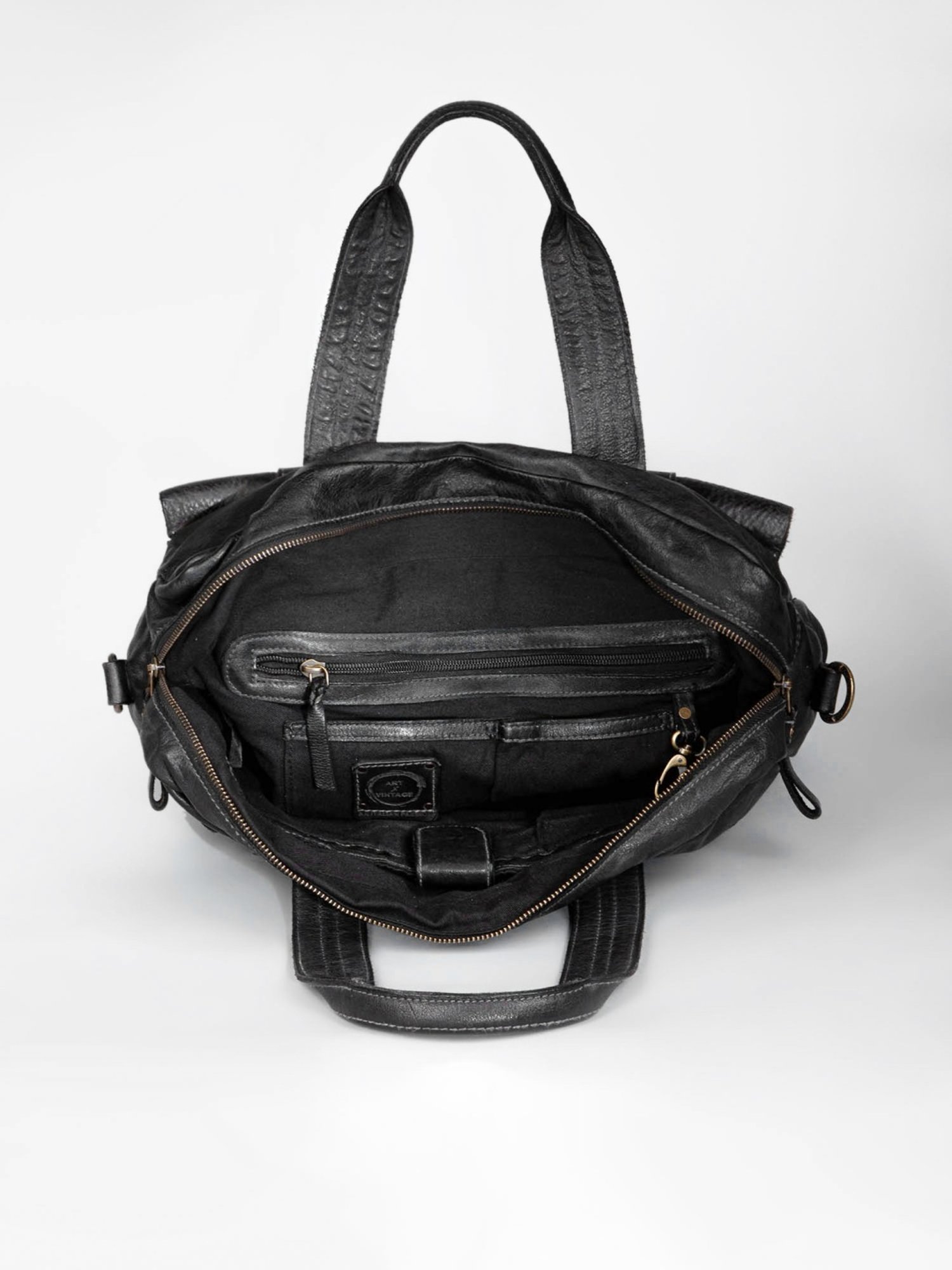 Art N Vintage Logan Black Leather Solid Large Laptop Messenger Bag