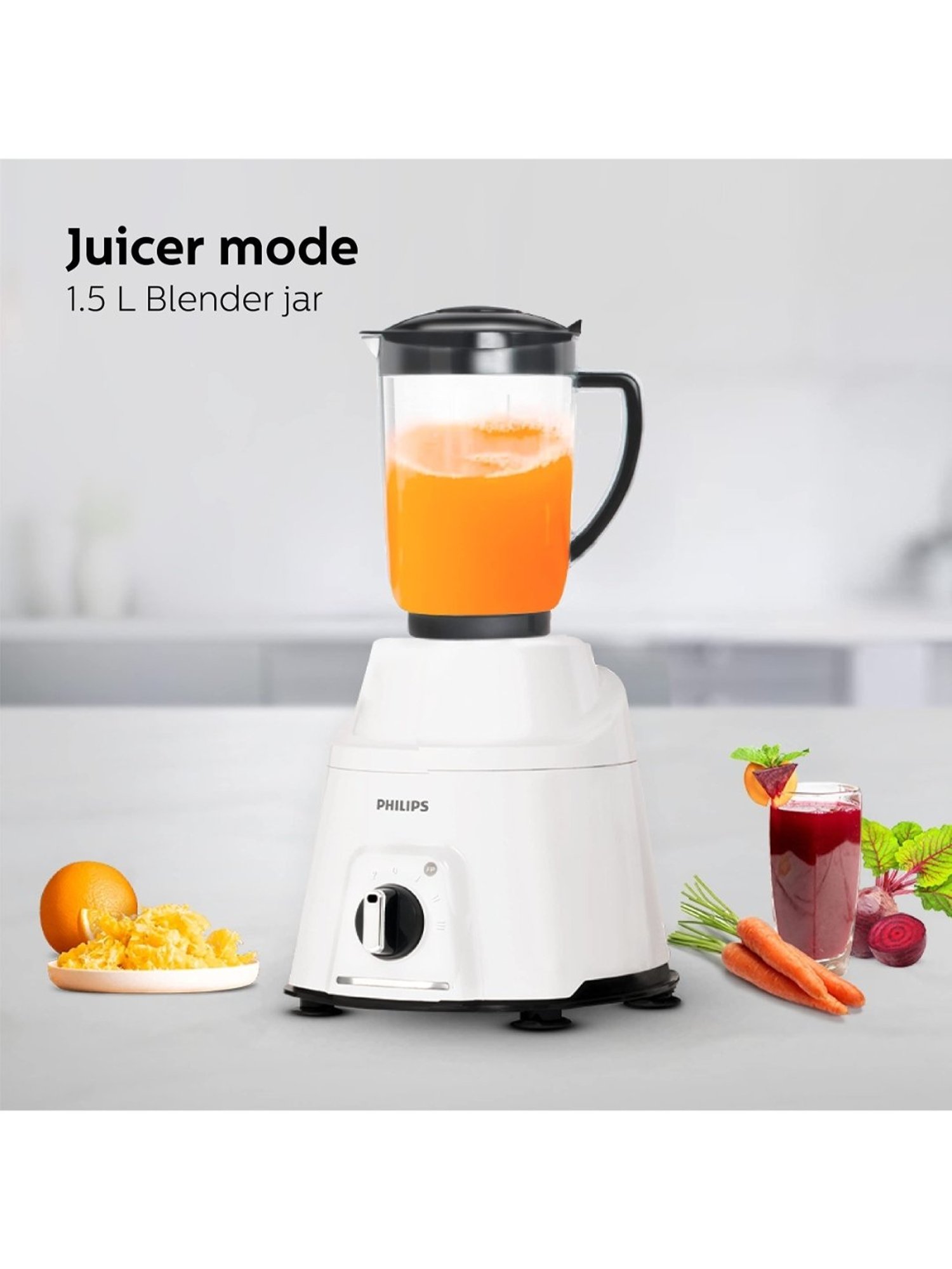 Philips HL776300, 750 3 in 1 Watt Mixer Grinder, Juicer, Food Processor (White, 4 Jar)