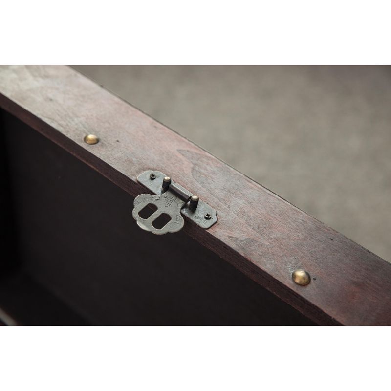 Vintiquewise Vintage Style Cherry Wooden Storage Trunk with Fretwork Design