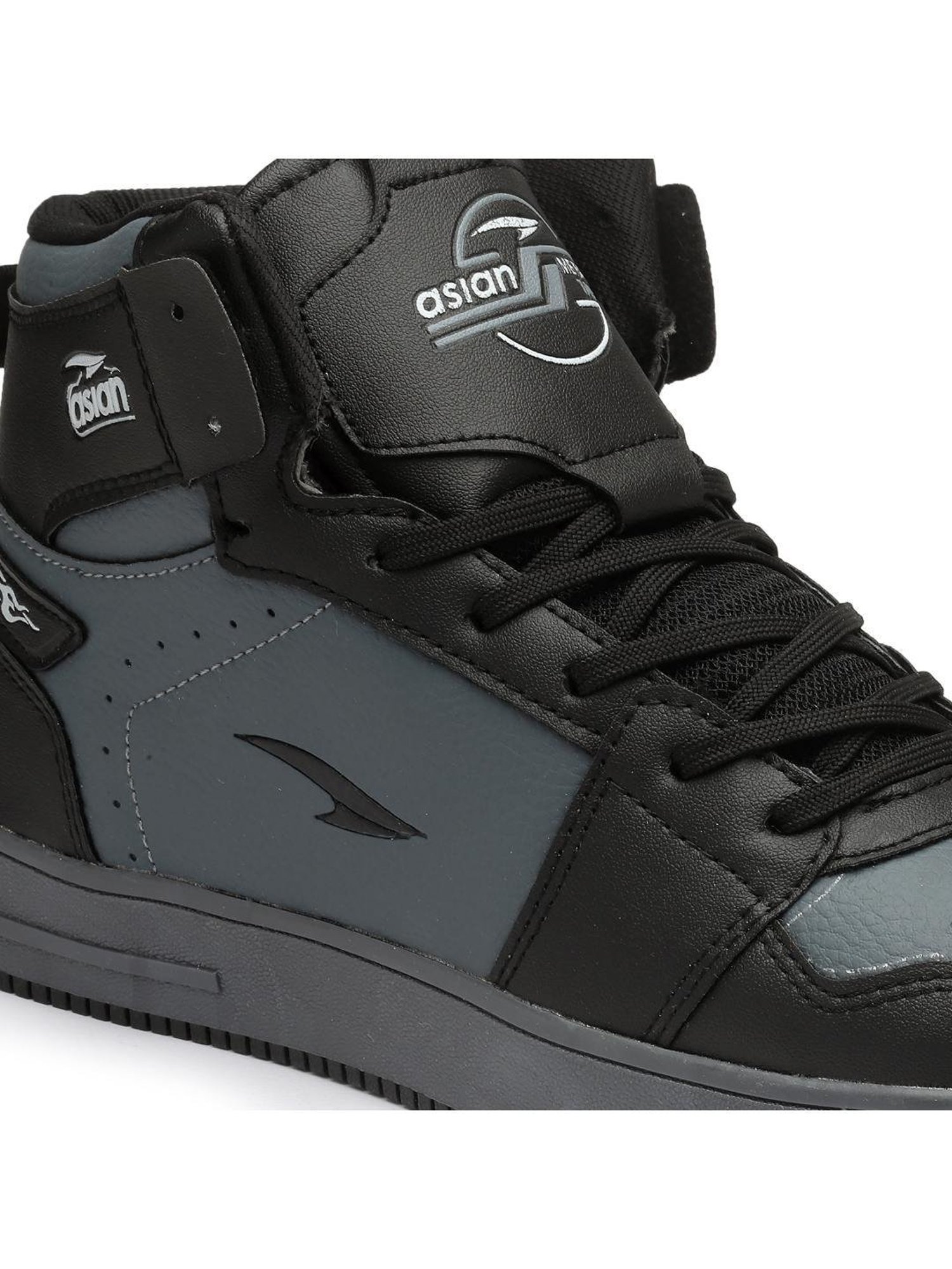 Asian Men's Grey & Black Ankle High Sneakers