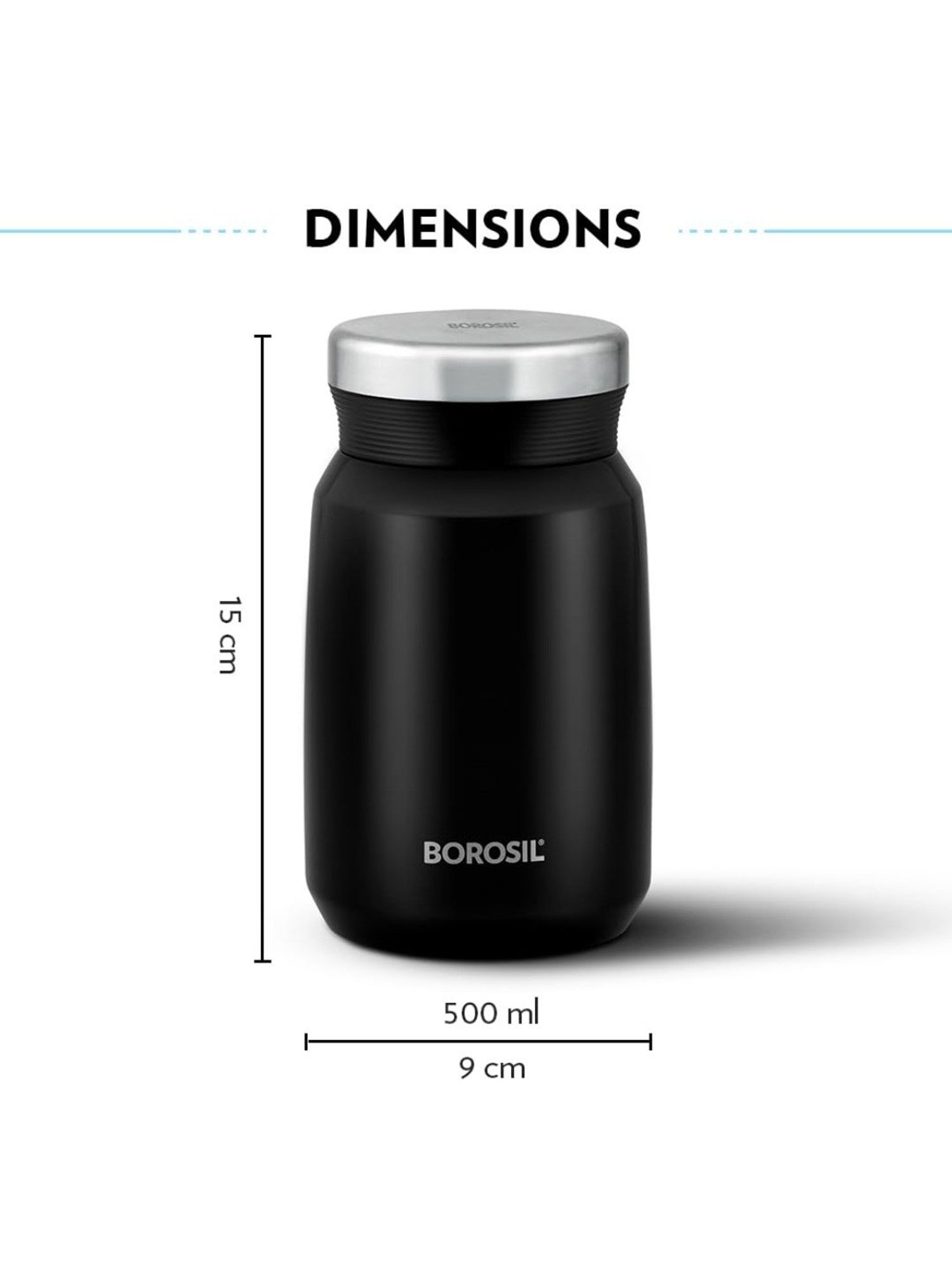 Borosil ?Black Stainless Steel Flasks (500 ML)