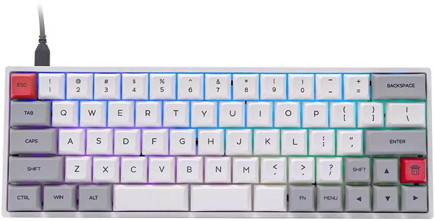 EPOMAKER SK66 60% Keys Wired Gateron Optical Mechanical Gaming Keyboard with RGB Backlight and PBT Heat Sublimation Keycaps (Gateron Optical Brown, Grey White)