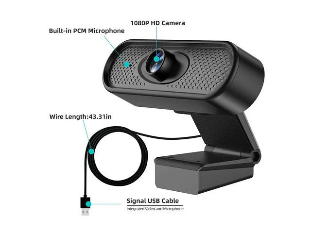 Blackmore Pro Audio BWC-901 USB 1080p Webcam with Built-In PCM Microphone