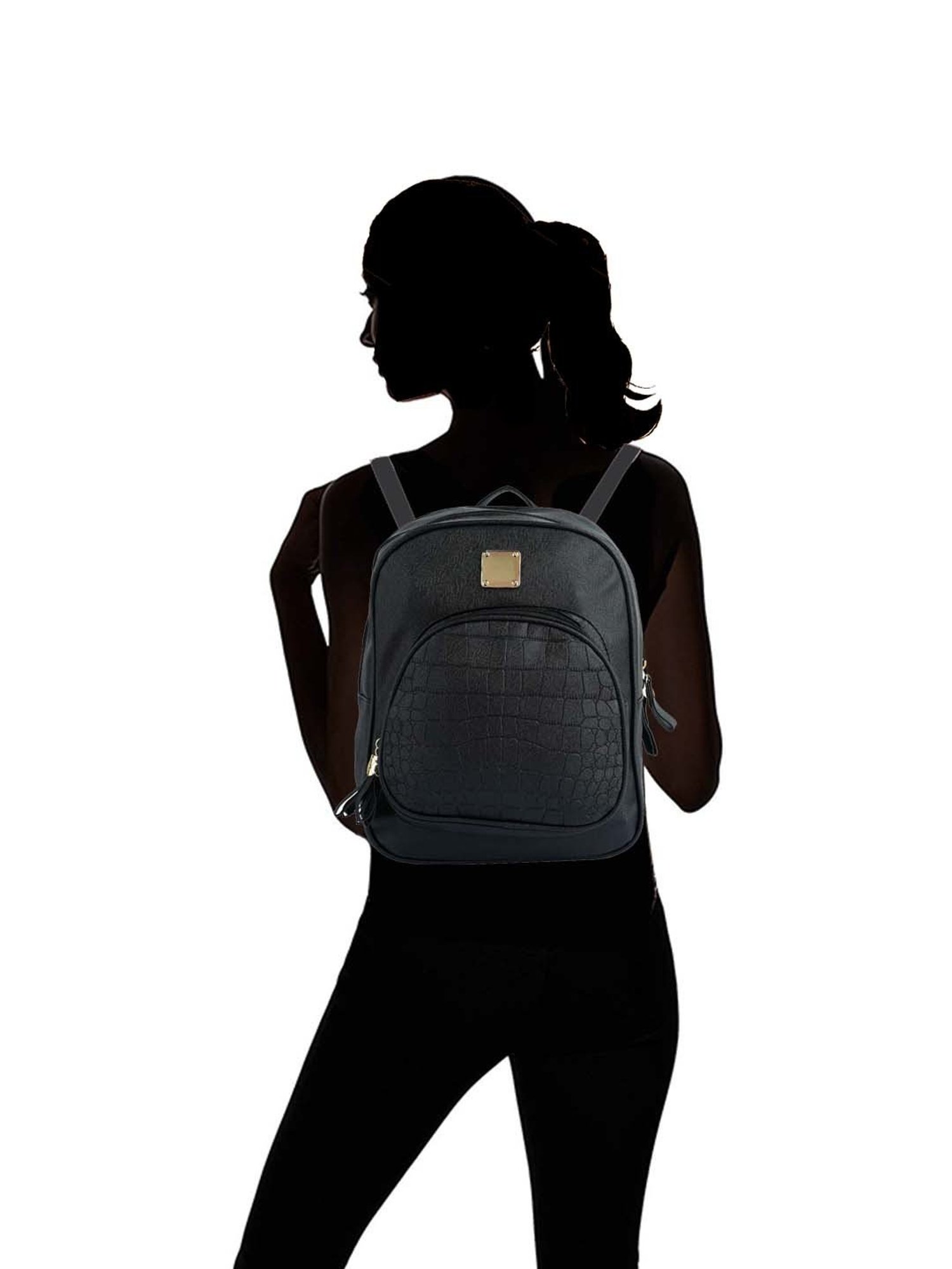London Rag Black Croc Medium Backpack