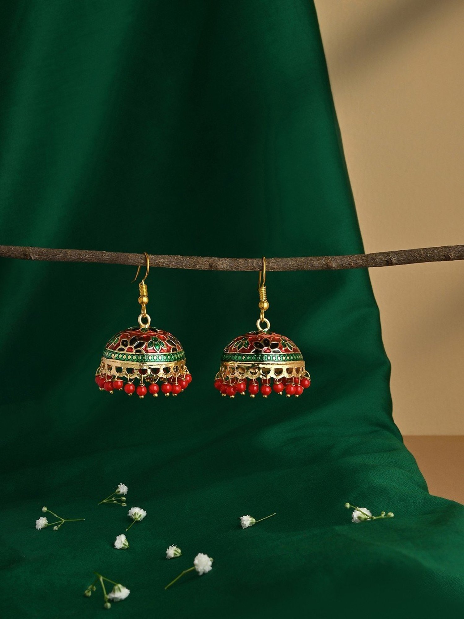 Fida Gold Plated Multicolor Jhumki Earrings for Women