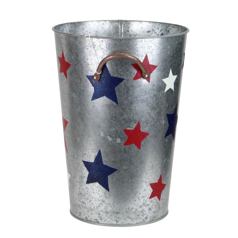 Transpac 12" Stars Patriotic Outdoor Garden Planter Bucket - Red/Blue