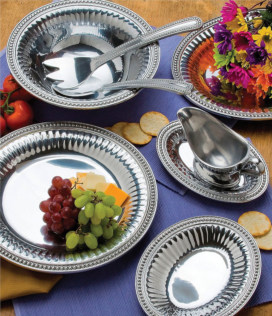 Wilton Armetale Flutes & Pearls Medium Oval Bowl