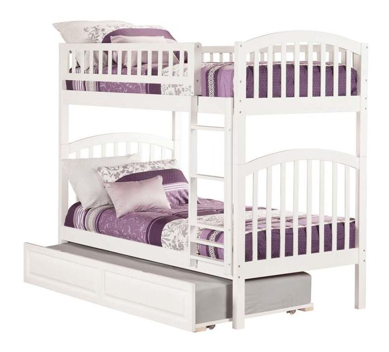 Richland Bunk  Twin over Twin w/ Raised Panel Trundle White - Atlantic Frame