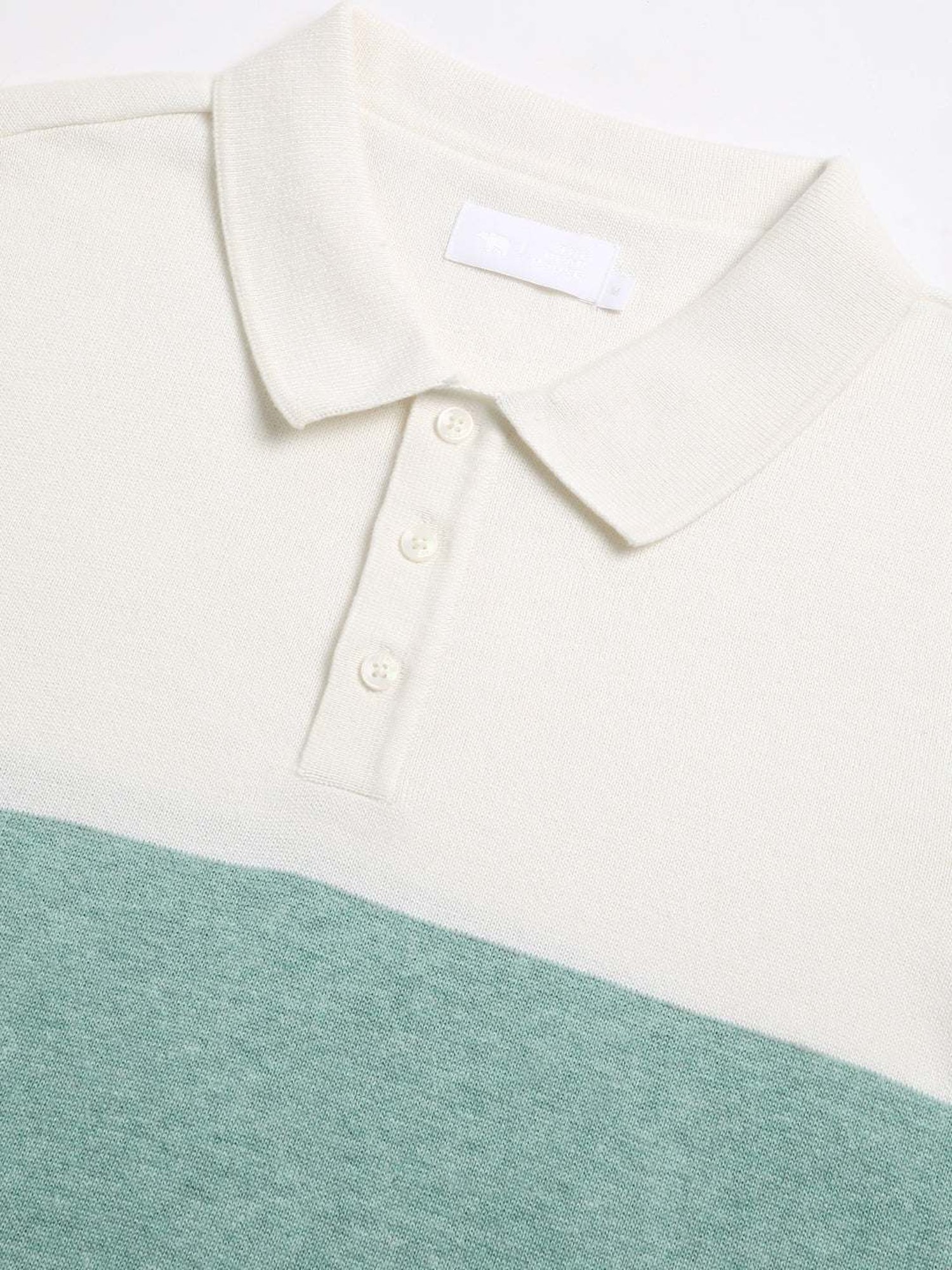 The Bear House Green Regular Fit Colour Block Polo T-Shirt