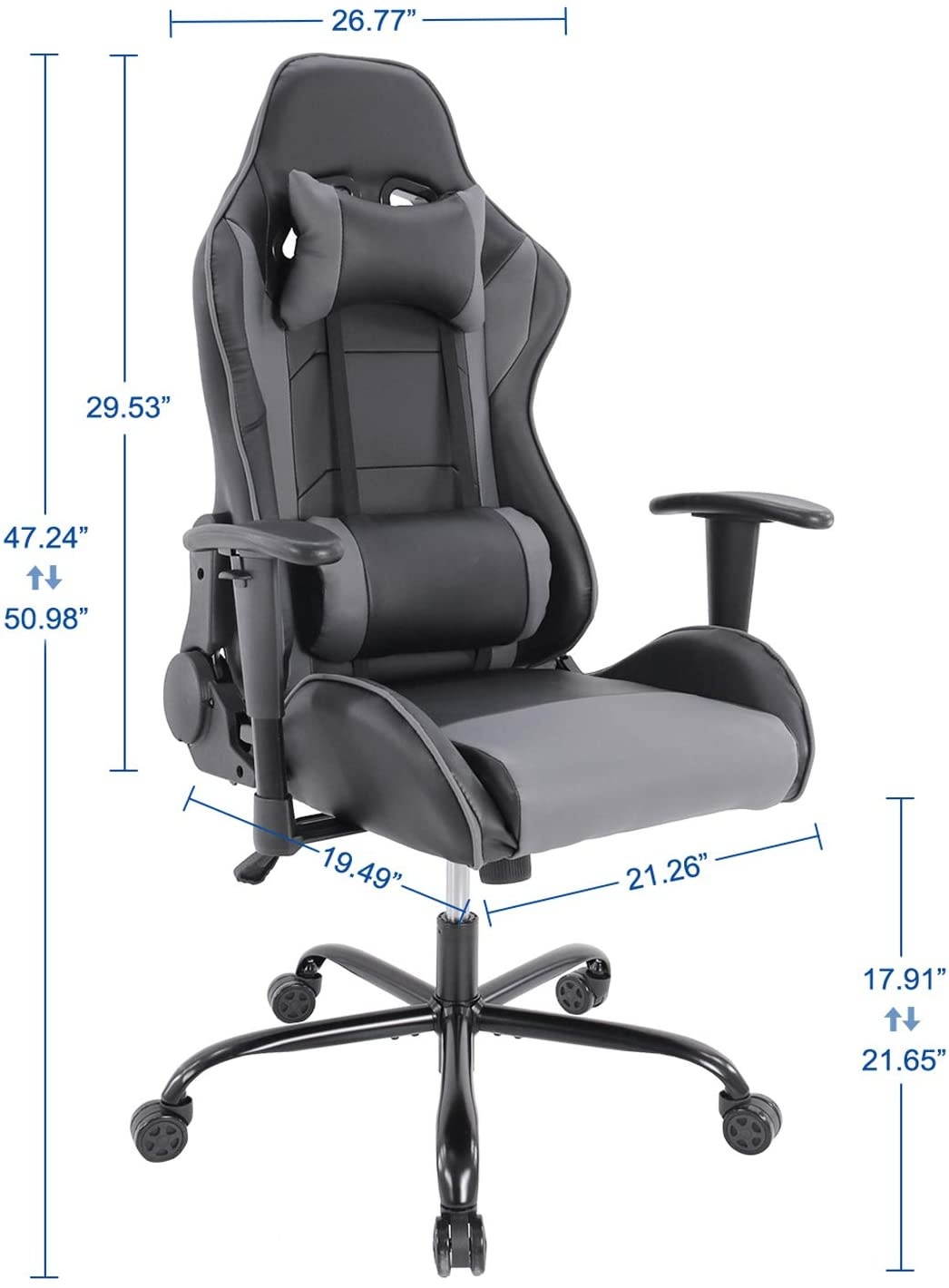 Milemont Gaming Chair Racing Style Ergonomic High Back Computer Chair with Height Adjustment, Headrest and Lumbar Support