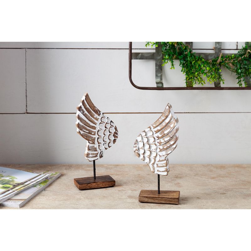 Lone Elm Studios Set of 2 15-inch Tall Tabletop Angel Wings