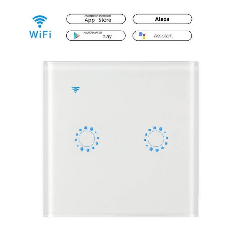 Smart Switch 3 Gang WiFi Light Switches in Tempered Glass Touch Panel by Tuya/Smart Life APP Compatibles with Alexa, Google Home and IFTTT,No Hub Required (Black)