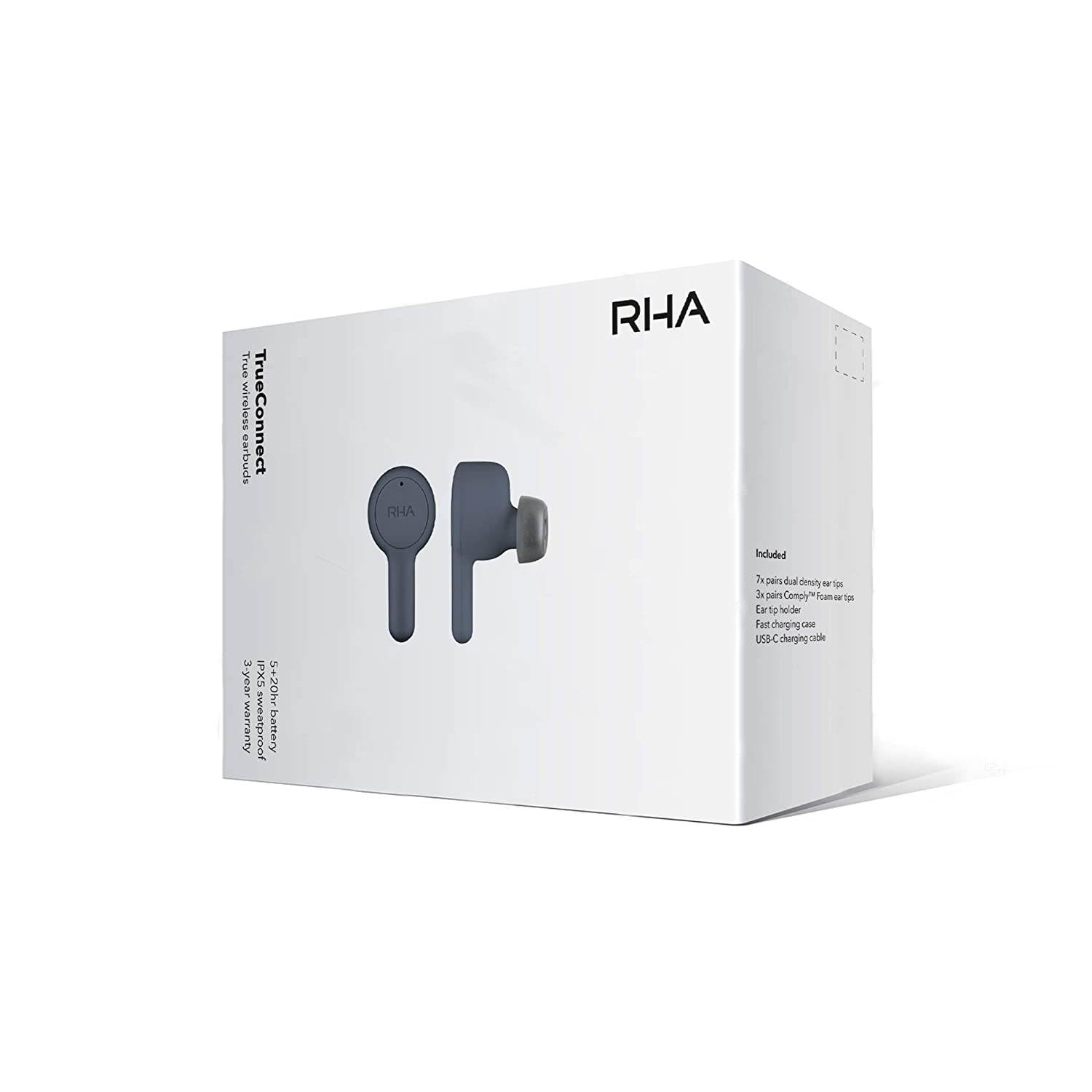 RHA 602035 Trueconnect - Navy Blue: True Wireless Earbuds with Bluetooth 5 & Sweatproof for Sport Activity